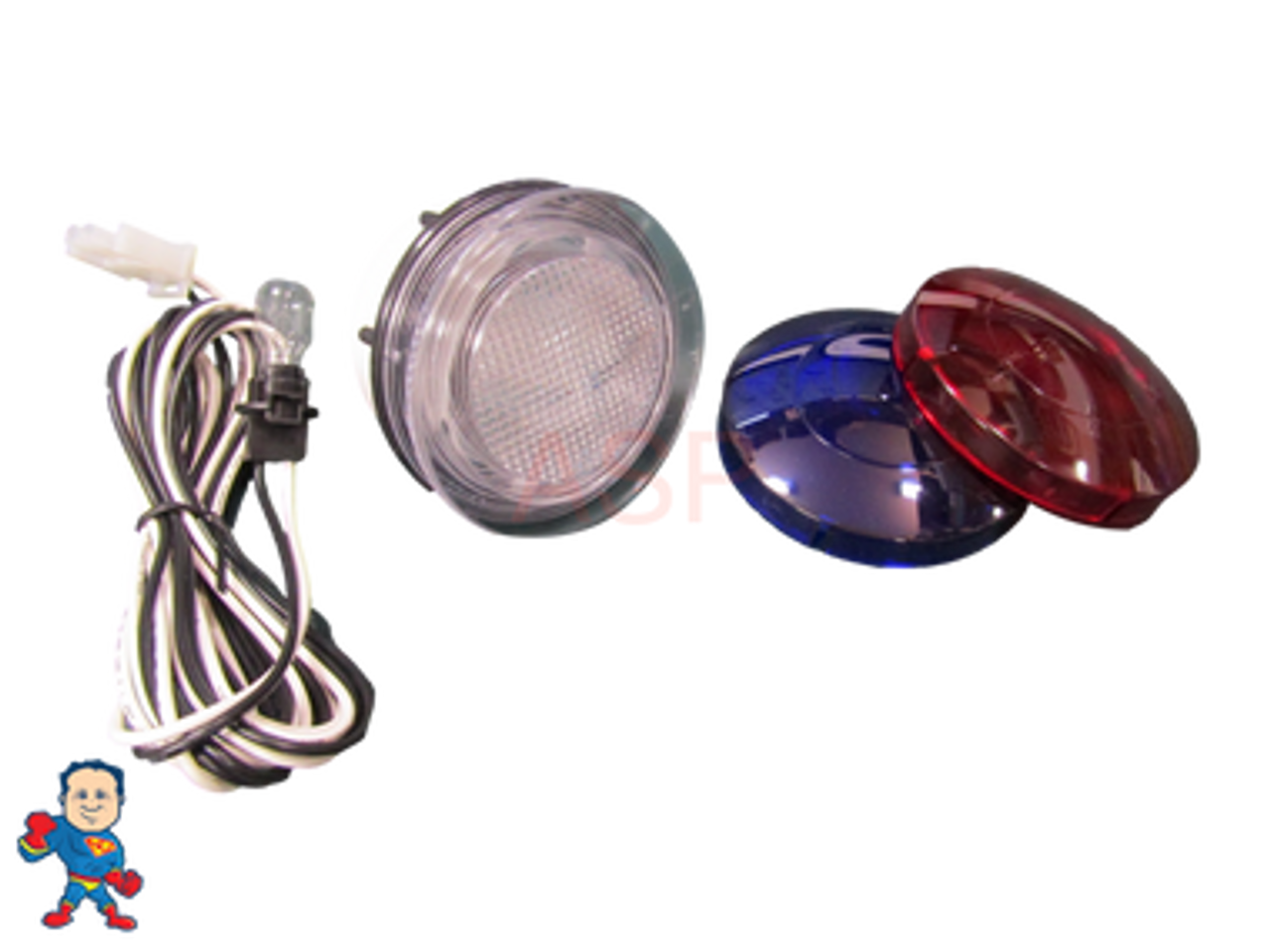 Spa Hot Tub Light Lens Silicone Kit 3 1/4" Face Replacement 2 1/2" Hole Bulb Wire