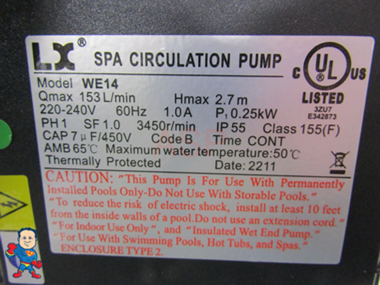 Pump, Circulation, LX, WE-14, 230v, 1-1/2"mbt, 4ft Cord