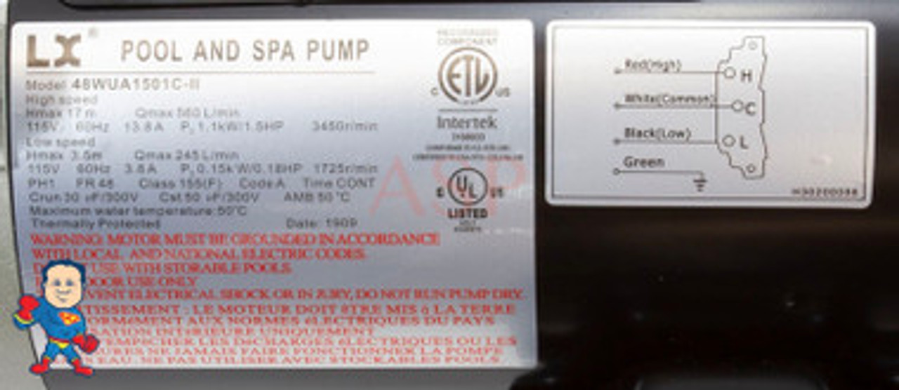 This is an example of the label for this pump with a Jacuzzi Sundance number on it..