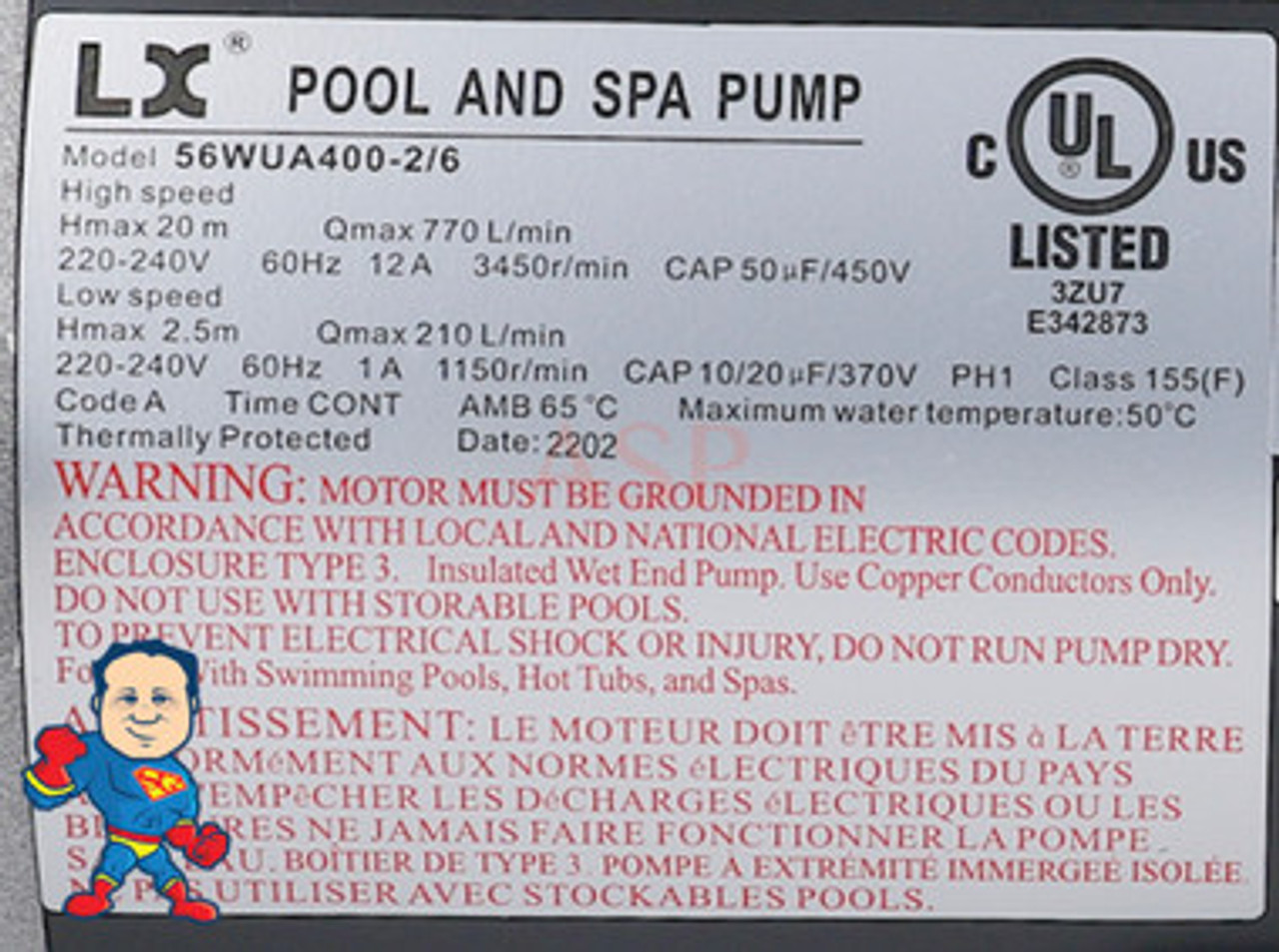 Note the 56WUA400-2/6 make sure you old pump has that number and is 2" x 2" and you have the correct pump..