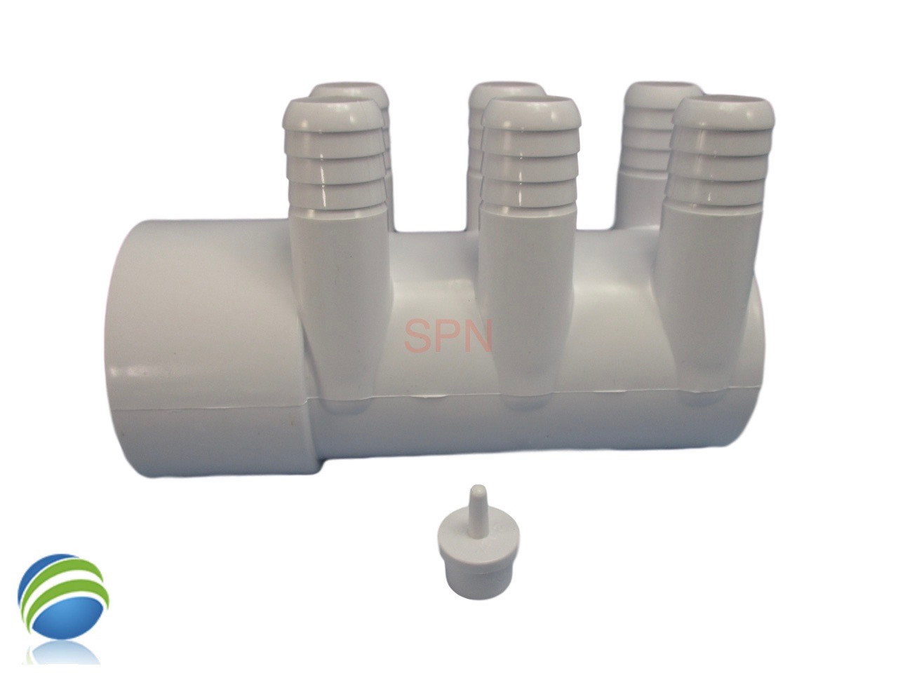 The manifold featured in this kit is Closed on one end the other end receives a 2" Pipe or fitting that would measure 2 3/8" OD..