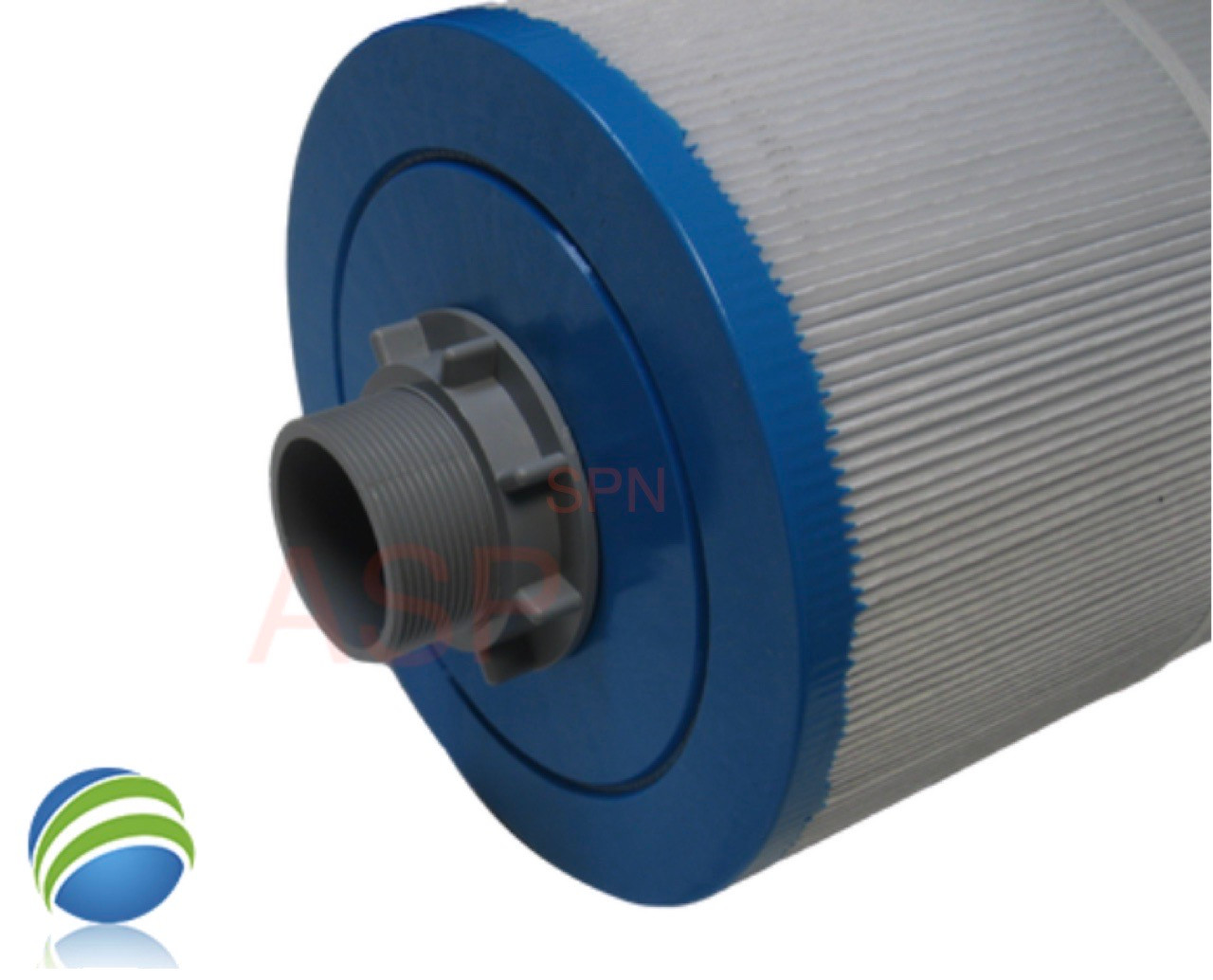 This is an example of how this part fits into the filter.. the threaded side screws into fitting in the filter housing area of the tub..