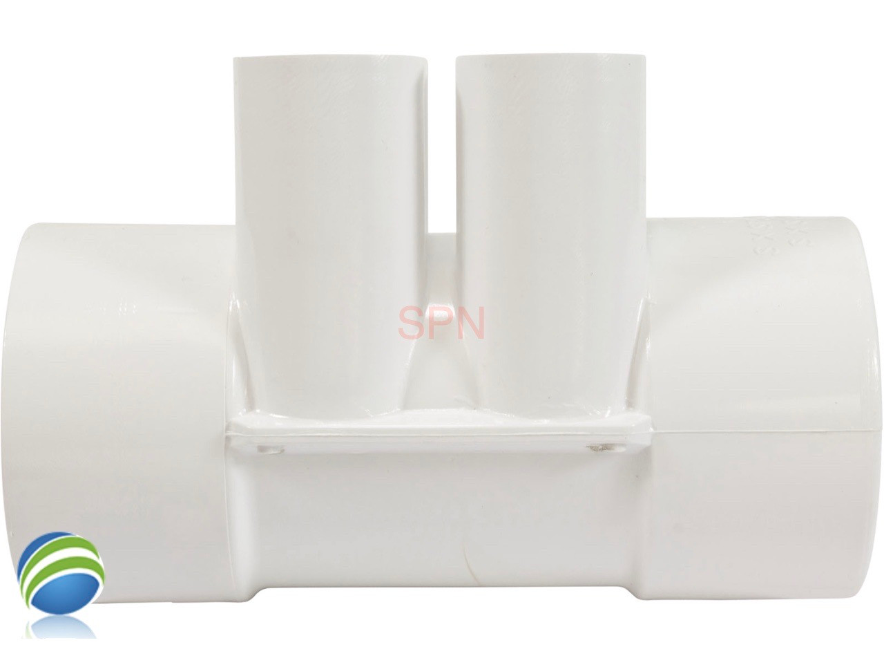 Water Manifold 2" Slip x 2" Slip x (4) 3/4" Slip
This manifold is Open on both ends.. One end receives a 2" Pipe or fitting that would measure 2 3/8" OD and on the other end glues inside of a 2" fitting that would measure 2 3/8" Inside Diameter..