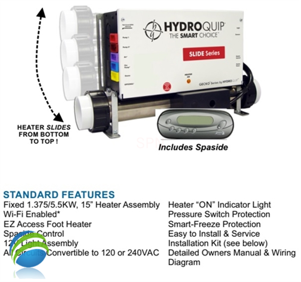 HydroQuip HydroQuip CS6239Y-US Slide Retro Fit Control System - 2 Pumps, Blower, Circ