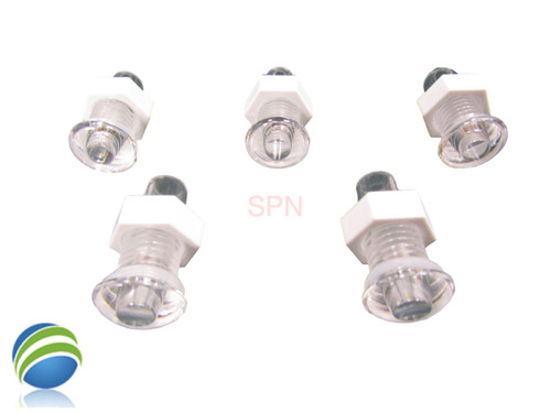 Set of 5 Light Wall Fitting, RD, Mini POL, 1/2" Hole Size, 11/16" Face Diameter, Clear, Lens, Point of Light