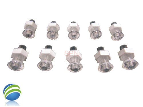 Set of 10 Light Wall Fitting, RD, Mini POL, 1/2" Hole Size, 11/16" Face Diameter, Clear, Lens, Point of Light