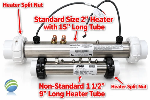 Example of the two main sizes of Heater Tubes with Split Nuts