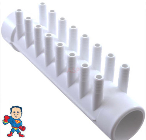 Air Manifold, 3/8" barbs, 16 Port, 1-1/2" slip x 1-1/2" spigot, Sundance Hot Tubs and Others Air Manifold, 3/8" barbs, 16 Port, 1-1/2" slip x 1-1/2" spigot, Sundance Hot Tubs and Others