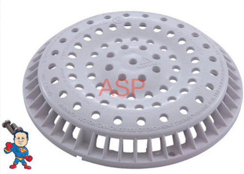 Main Drain Grate, WW Anti Vortex, 8" Round, White