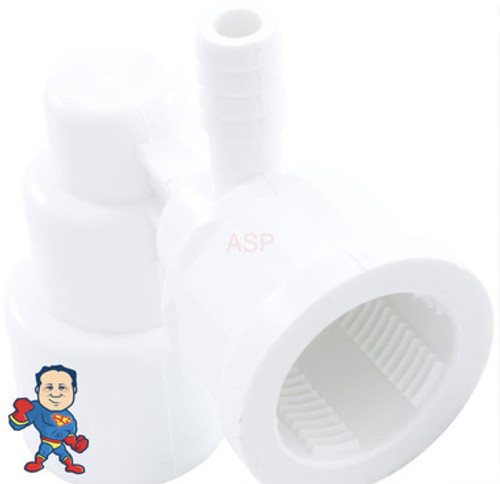 Jet Body, Pentair Euro Jet, Air 3/8" Barb x Water 3/4" Slip, Elbow Fitting Jet Body, Pentair Euro Jet, Air 3/8" Barb x Water 3/4" Slip, Elbow Fitting