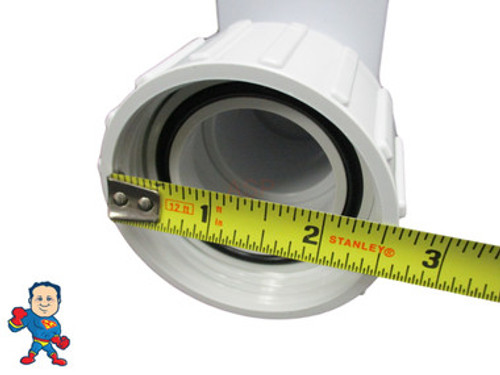 The Pump Union fits a 1 1/2" Pump Wet End that would measure about 2 3/8" edge to edge over the threads.. The Pump Union fits a 1 1/2" Pump Wet End that would measure about 2 3/8" edge to edge over the threads..