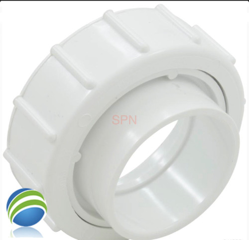 Hot Tub Spa 2 1/2"Threaded X 2" Slip Pump Union for Viper Xp3 Some Executive
This part screws onto a Pump Wet End threads that measures about 3 /58" across the threads and a 2" pipe glues into the slip side and measures about 2 5/8" on the outside Diameter..