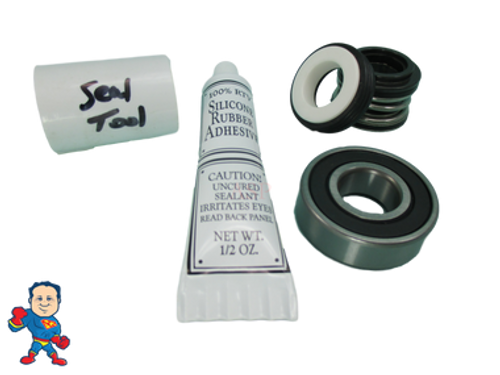 Spa Hot Tub Pump Seal & (1) Bearing Kit for 2.5HP Pump that fits Intertek 2009+ Jacuzzi®  Premium or Sundance® Video How To