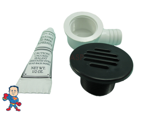 Lo-Profile Drain Assembly, 3/4" Barb, Black, 1-15/16" Face Width with Silicone Kit Lo-Profile Drain Assembly, 3/4" Barb, Black, 1-15/16" Face Width with Silicone Kit