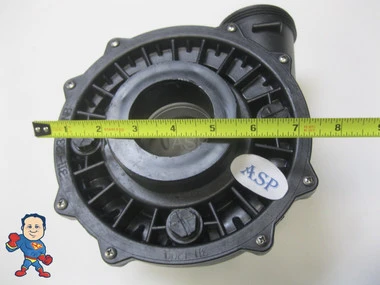 A regular 2" pump union fitting measures about 3" edge to edge but this wet end is different on the front suction side and it measures about 3 5/8" edge to edge so be sure your wet end has a large suction side fitting before ordering this..