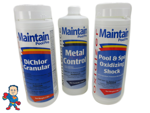 Spa Guy Chemical Kit Chlorine, Metal Control and Non Chlorine Shock..