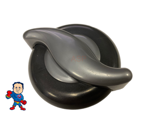 Spa Hot Tub Diverter Silver S Handle 4 5/16" Long  2 1/8" Wide and Cap 3 11/16" Wide Graphite Spa Hot Tub Diverter Silver S Handle 4 5/16" Long  2 1/8" Wide and Cap 3 11/16" Wide Graphite