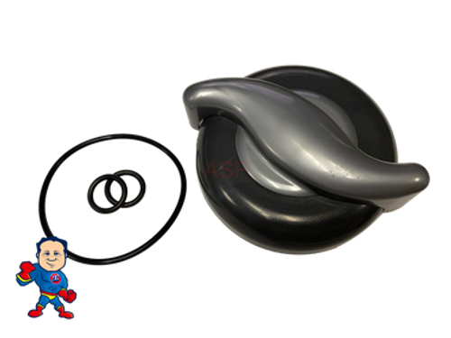 Spa Hot Tub Diverter Silver S Handle 4 5/16" Long  2 1/8" Wide and Cap 3 11/16" Wide Graphite & O-Ring Kit Spa Hot Tub Diverter Silver S Handle 4 5/16" Long  2 1/8" Wide and Cap 3 11/16" Wide Graphite & O-Ring Kit