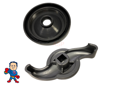 Jacuzzi J-200 Series Spa Hot Tub Diverter Silver S Handle 4 5/16" Long  2 1/8" Wide and Cap 3 11/16" Wide Graphite