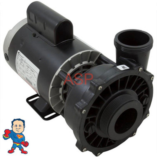 This Pump is a 2 1/2" x 2" which is only found in a few hot tubs like Catalina, Some Leisure Bay, Dynasty and a few others. Measure the intake and pressure side threads and match them up before ordering. Pump Waterway Executive 2.0hp 230v 2-spd 56fr 2 1/2" X 2" 8 Amp, OEM Note: Do Not Purchase a pump based on a HP Sticker compare the Amperage to the chart. See the sticker below for an example of where to find amperage. This Pump is a 2 1/2" x 2" which is only found in a few hot tubs like Catalina, Some Leisure Bay, Dynasty and a few others. Measure the intake and pressure side threads and match them up before ordering. Pump Waterway Executive 2.0hp 230v 2-spd 56fr 2 1/2" X 2" 8 Amp, OEM Note: Do Not Purchase a pump based on a HP Sticker compare the Amperage to the chart. See the sticker below for an example of where to find amperage.