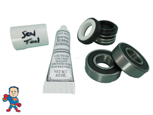 Pump Seal & (2) Bearing Kit with Silicon , Watkins, Piranha, Vendor Code 0302, 1.65hp, Wavemaster Pump Seal & (2) Bearing Kit with Silicon , Watkins, Piranha, Vendor Code 0302, 1.65hp, Wavemaster