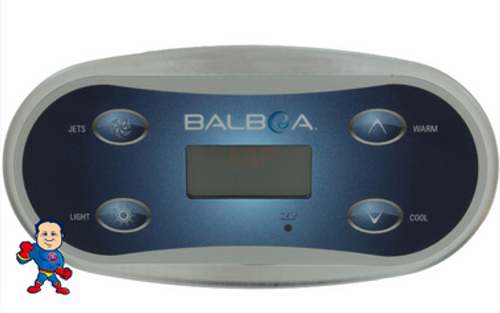 Topside Control, Balboa, VL406U, 4-Button, LCD, Jets-Warm-Light-Cool