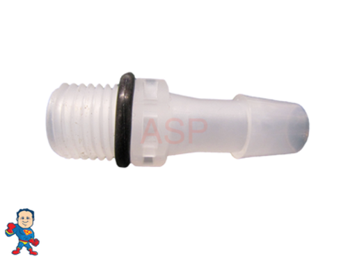 Barb Adapter with O-Ring, 3/8" Barb x 1/4" MPT Pump Wet End Face fits Waterway Barb Adapter with O-Ring, 3/8" Barb x 1/4" MPT Pump Wet End Face fits Waterway