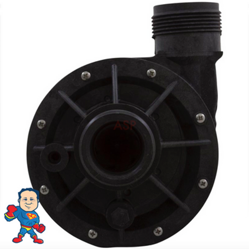 Wet End,  Circulation, TheraMax II, 1/15hp, 230v, 1-1/2" Side Discharge, Sundance , Jacuzzi, 02410512-2 or 6500-907
The Suction and Pressure sides both Measure about 2-3/8" Across the threads and is called 1 ½”! Wet End,  Circulation, TheraMax II, 1/15hp, 230v, 1-1/2" Side Discharge, Sundance , Jacuzzi, 02410512-2 or 6500-907
The Suction and Pressure sides both Measure about 2-3/8" Across the threads and is called 1 ½”!