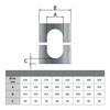 Geometrische tekening - Centreerplaat 45-60° voor EW 130 mm en DW 80 mm zwart