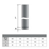 Geometrische tekening - Kachelbuis 100 cm diameter 200 mm enkelwandig roestvast staal