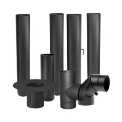 Dikwandige kachelpijp 130 mm zwart