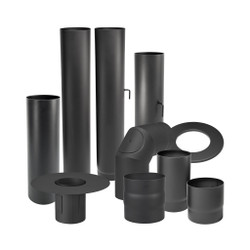 Dikwandige kachelpijp 200 mm zwart