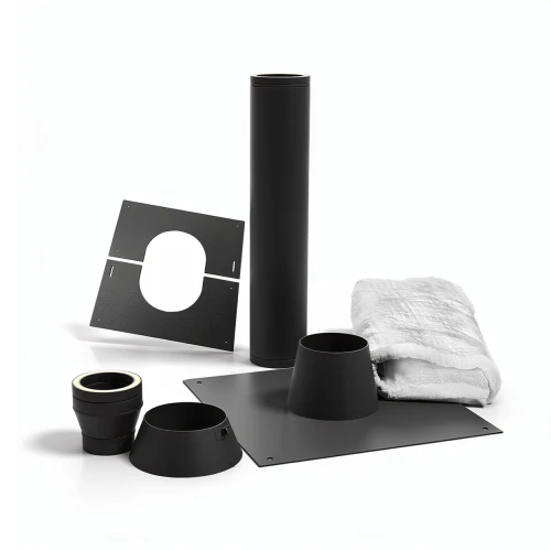 Dakdoorvoer set premium Zwart 175 mm met Alu dakplaat plat dak