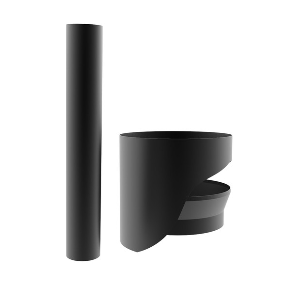 Mat zwart geëmailleerde pijp met condensring 100 cm diameter 150 mm