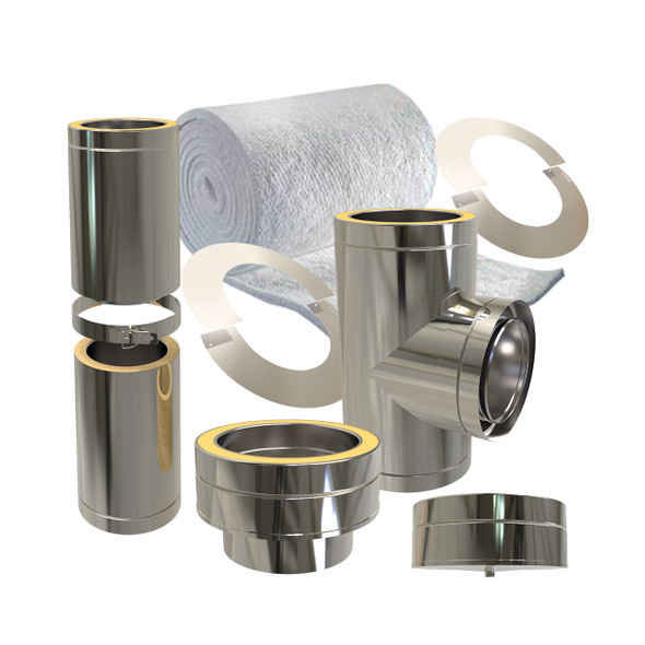 Samengestelde muurdoorvoer / geveldoorvoer set Ø 200 mm Dubbelwandig geïsoleerd