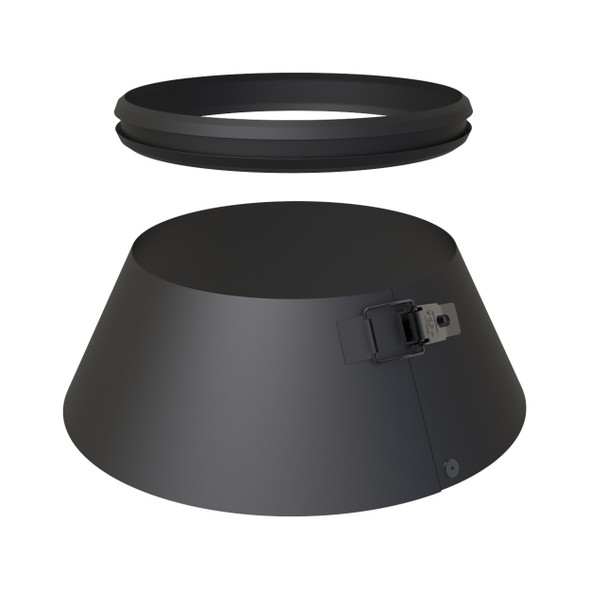 Stormkraag incl. silicone afdichting voor EW 200 mm en DW 150 mm zwart