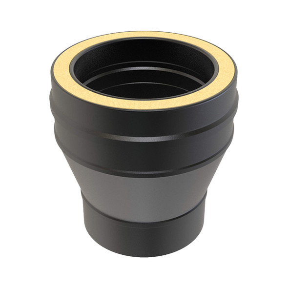 Afbeelding van een Onderaansluitstuk EW 114 mm naar DW 125 mm mannelijk Ø 125 mm Dubbelwandig geïsoleerd zwart