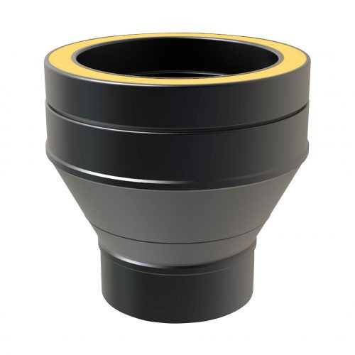 Onderaansluitstuk EW 115 mm naar DW Ø 125/175 mm mannelijk Dubbelwandig geïsoleerd mat zwart