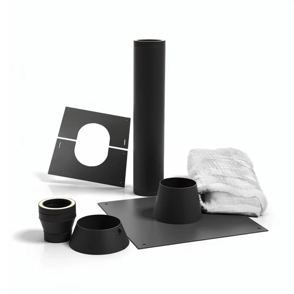 Dakdoorvoer set premium Zwart 175 mm met Alu dakplaat plat dak