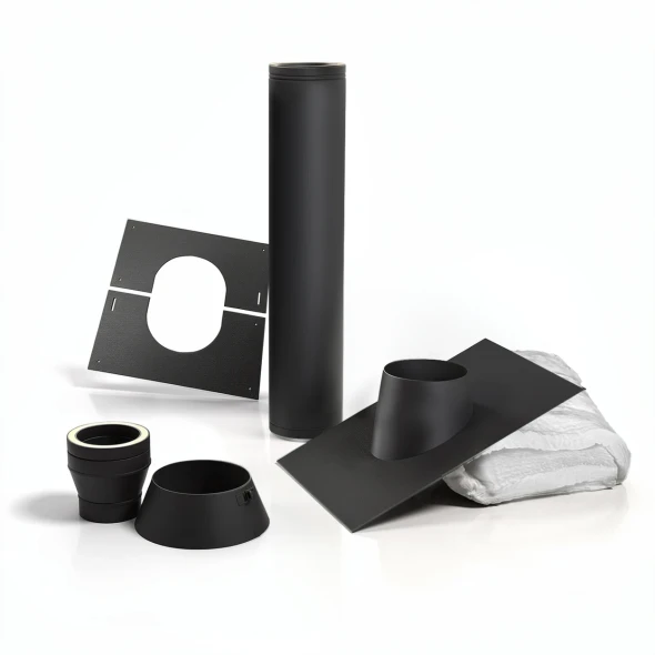 Dakdoorvoer set premium Zwart 175 mm met Alu dakplaat schuin dak