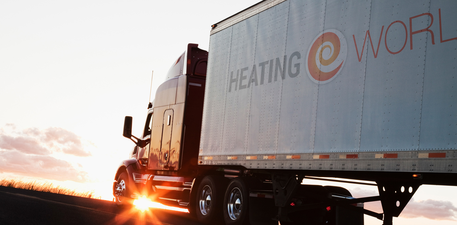 Heating World truck driving shipping