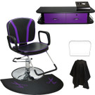 Reclining Styling Chair with Wall Mount Station and Antifatigue Mat