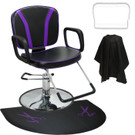 Black & Purple Reclining Chair + Round Mat