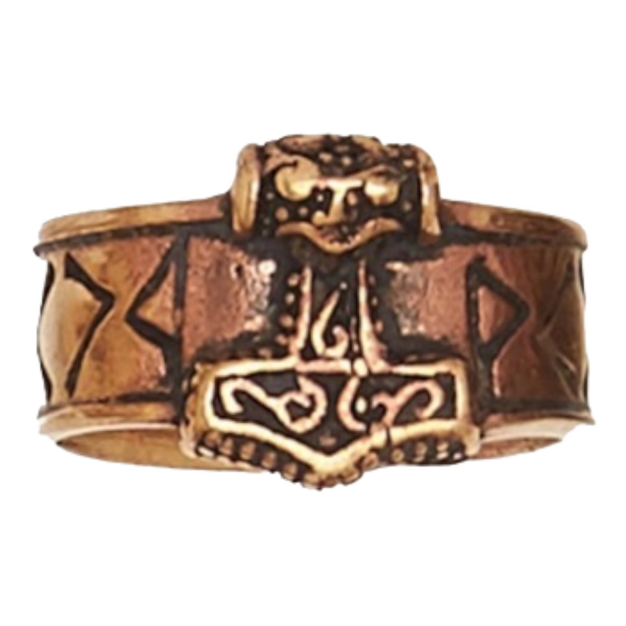 Runic Band Thor's Hammer Bronze Ring Aaron's Alley