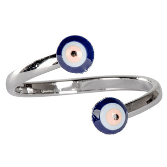 Double Evil Eye Adjustable Ring