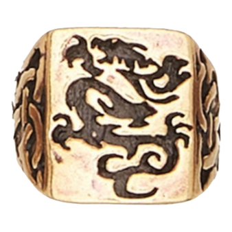 Square Celtic Dragon Bronze Ring