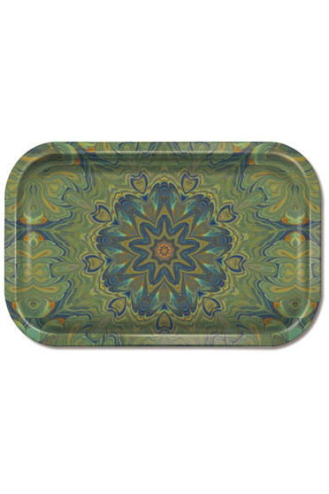 Green Mandala Large Rolling Tray