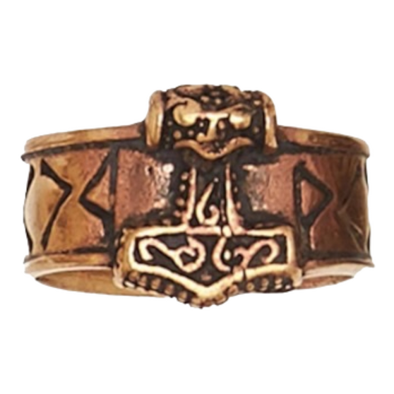 Runic Band Thor's Hammer Bronze Ring