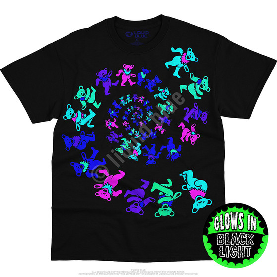 Spiral Bears Blacklight Black T-Shirt