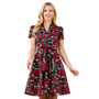 Vintage Rose Print Fit & Flare Dress